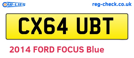 CX64UBT are the vehicle registration plates.