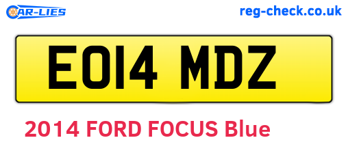 EO14MDZ are the vehicle registration plates.