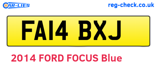 FA14BXJ are the vehicle registration plates.