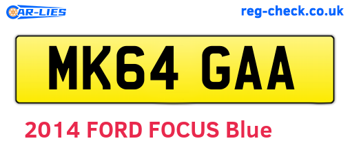 MK64GAA are the vehicle registration plates.