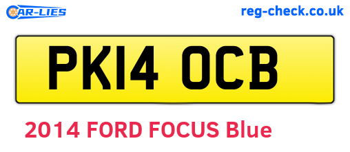 PK14OCB are the vehicle registration plates.