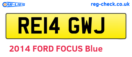 RE14GWJ are the vehicle registration plates.