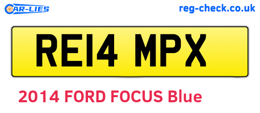 RE14MPX are the vehicle registration plates.