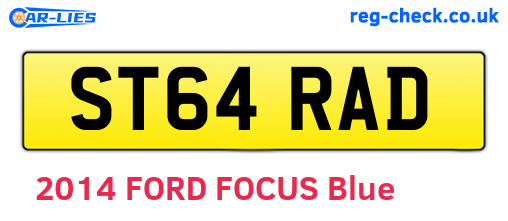 ST64RAD are the vehicle registration plates.