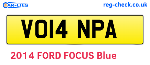 VO14NPA are the vehicle registration plates.