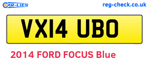 VX14UBO are the vehicle registration plates.