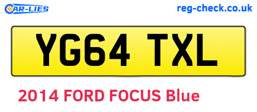 YG64TXL are the vehicle registration plates.