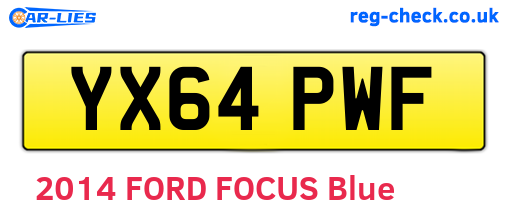 YX64PWF are the vehicle registration plates.