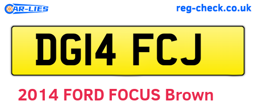 DG14FCJ are the vehicle registration plates.