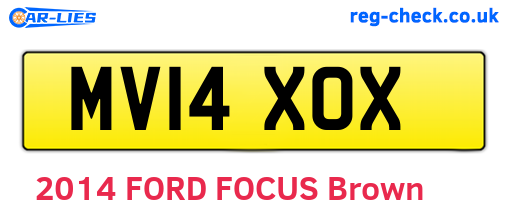 MV14XOX are the vehicle registration plates.