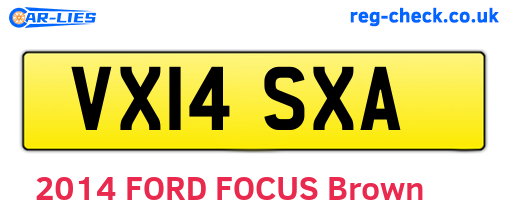 VX14SXA are the vehicle registration plates.
