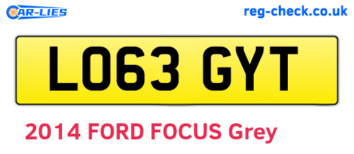 LO63GYT are the vehicle registration plates.