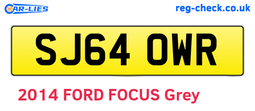 SJ64OWR are the vehicle registration plates.