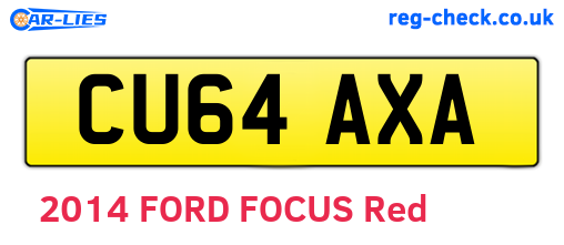 CU64AXA are the vehicle registration plates.