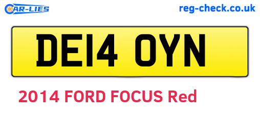 DE14OYN are the vehicle registration plates.