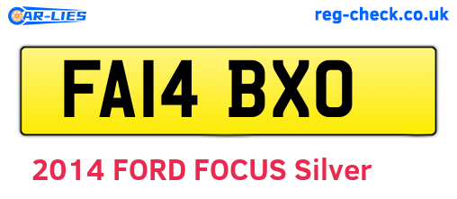 FA14BXO are the vehicle registration plates.