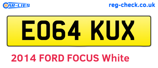 EO64KUX are the vehicle registration plates.