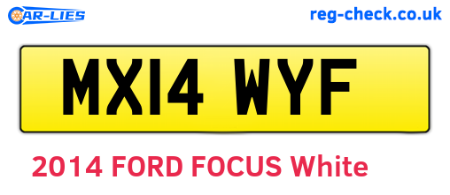 MX14WYF are the vehicle registration plates.