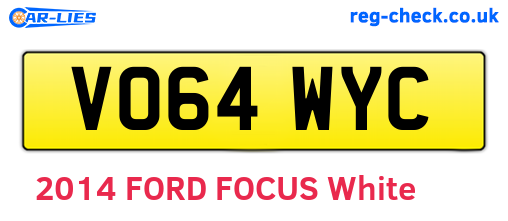 VO64WYC are the vehicle registration plates.