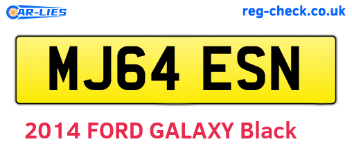 MJ64ESN are the vehicle registration plates.