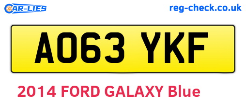 AO63YKF are the vehicle registration plates.