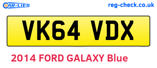 VK64VDX are the vehicle registration plates.