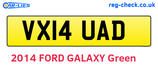 VX14UAD are the vehicle registration plates.