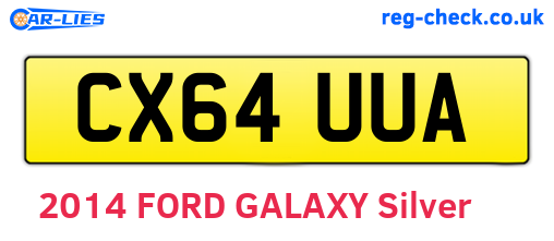 CX64UUA are the vehicle registration plates.