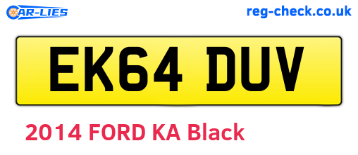 EK64DUV are the vehicle registration plates.