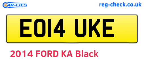 EO14UKE are the vehicle registration plates.