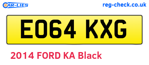 EO64KXG are the vehicle registration plates.