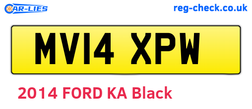 MV14XPW are the vehicle registration plates.