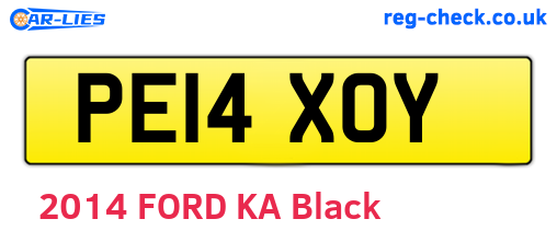 PE14XOY are the vehicle registration plates.