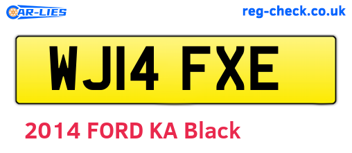 WJ14FXE are the vehicle registration plates.