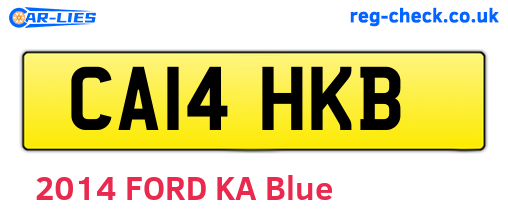CA14HKB are the vehicle registration plates.