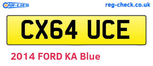 CX64UCE are the vehicle registration plates.