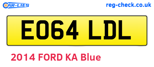 EO64LDL are the vehicle registration plates.