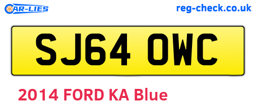 SJ64OWC are the vehicle registration plates.