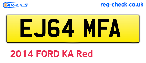 EJ64MFA are the vehicle registration plates.