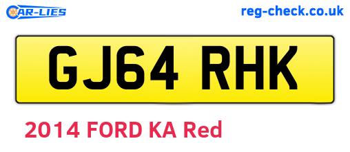 GJ64RHK are the vehicle registration plates.
