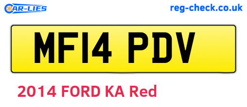 MF14PDV are the vehicle registration plates.