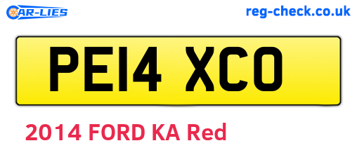 PE14XCO are the vehicle registration plates.