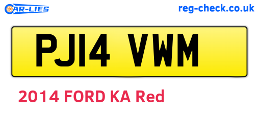PJ14VWM are the vehicle registration plates.