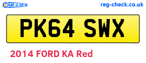 PK64SWX are the vehicle registration plates.