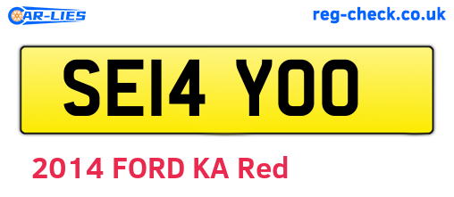 SE14YOO are the vehicle registration plates.