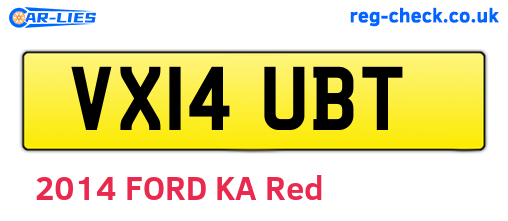 VX14UBT are the vehicle registration plates.