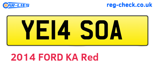 YE14SOA are the vehicle registration plates.