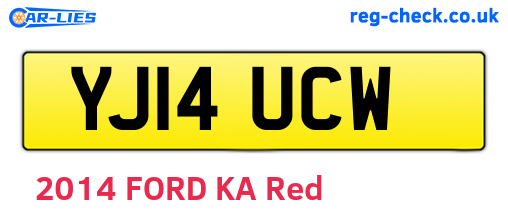 YJ14UCW are the vehicle registration plates.
