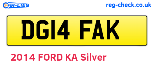 DG14FAK are the vehicle registration plates.