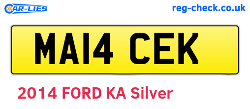 MA14CEK are the vehicle registration plates.